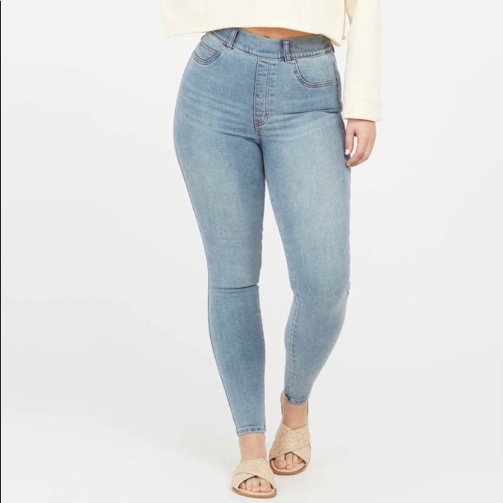 Spanx Pull On Ankle Skinny Jeans Medium Vintage Wash size L